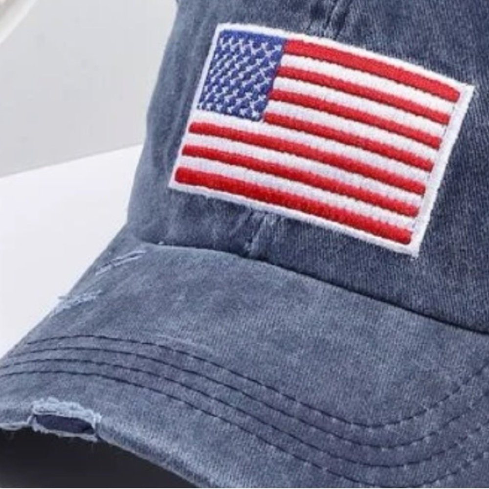 USA patriotic American Flag Distressed Trucker Hat - Picture 5 of 8